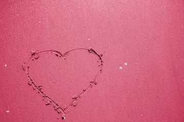 Heart drawn in the sand. Beach background. Top view.Valentines day party on the beach,Couple celebration valentines on beach.symbol,tourism,holiday or conceptual designs