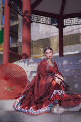 Red hanfu traditional gown #4