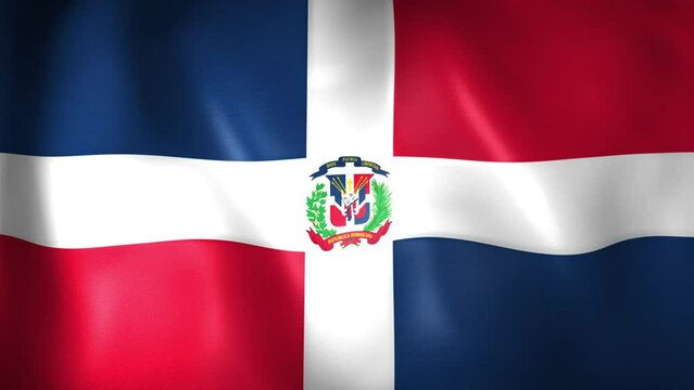 Animation of the Dominican flag. 4K. Dominican Republic flag flying, 3D flag render animation	