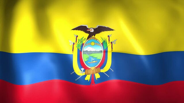 Animation of the Ecuadorian flag. 4K. Ecuador flag flying, Republic of Ecuador flag render animation	