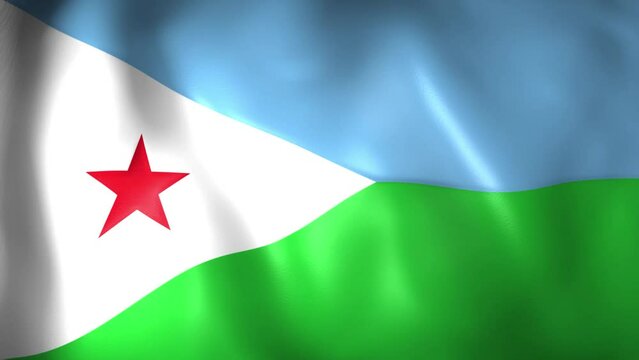 Animation of the Djiboutian flag. 4K. Djibouti flag flying, Republic of Djibouti flag render animation	