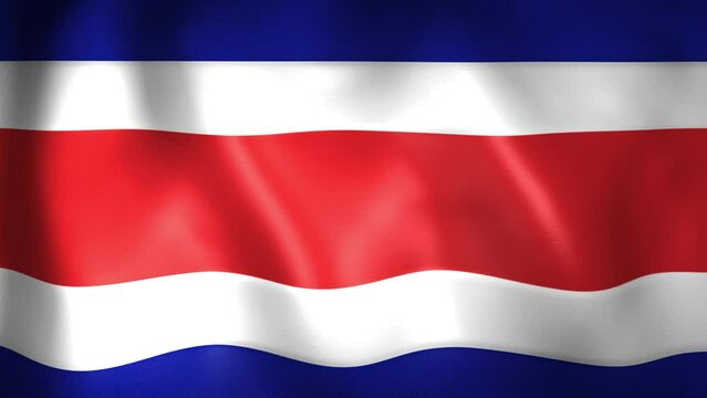 Animation of Costa Rican flag. 4K. Costa Rica flag flying, Republic of Costa Rica flag render animation	