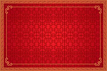 Chinese frame background. Red and gold color. Vector illustration EPS10