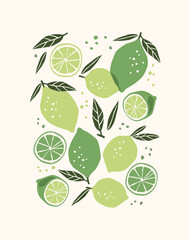 Art print. Abstract limes. Modern design for posters, cards, cover, t shirt and more