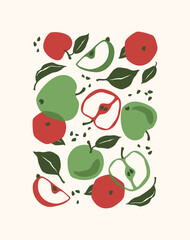 Art print. Abstract apples. Modern design for posters, cards, cover, t shirt and more