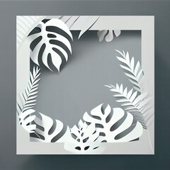 template tropical plant leaves square