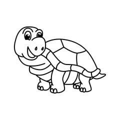 Cute turtle cartoon characters vector illustration. For kids coloring book.