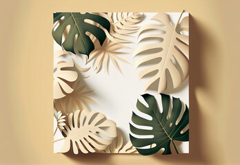 template tropical plant leaves square