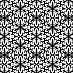 Mandala seamless black line pattern background