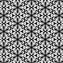 Fototapeta premium Mandala seamless black line pattern background
