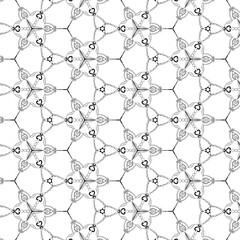 Mandala seamless black line pattern background