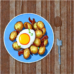 Bratkartoffeln mit Speck und Spiegelei
