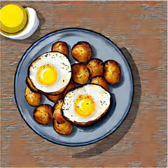 Bratkartoffeln mit Speck und Spiegelei