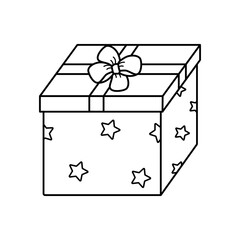 Icon of gift with bow. Vector doodle element wrapping paper. gift box wrap for the holiday. Isolate on a white background illustration.