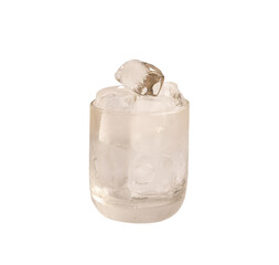 Glass of frozen ice cubes, isolated.