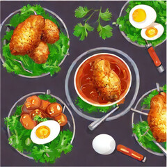 Fritiertes Huhn mit Salat