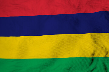 Waving Flag of Mauritius in 3D rendering