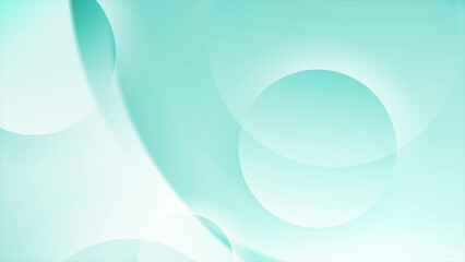 Cyan blue waves and glossy circles abstract geometric background