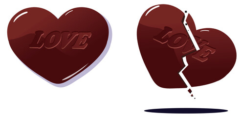 バレンタインデーのハートのチョコレート2種