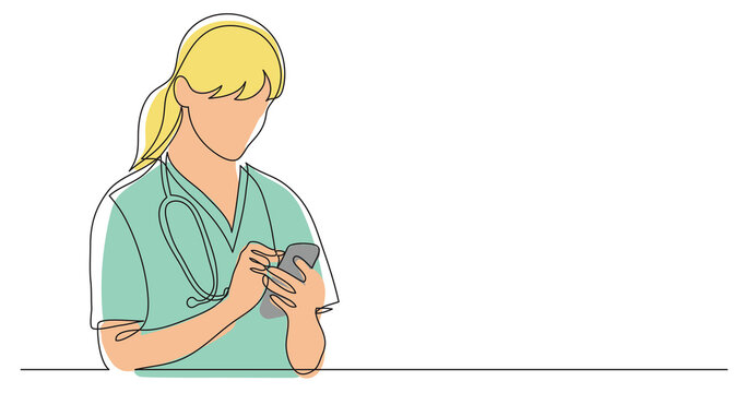 hospital nurse checking her mobile phone - PNG image with transparent background