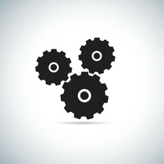 Fototapeta na wymiar Gear Setting Vector Icon Illustration Sign Silhouette Of Gear Wheel. Flat Design. Settings.