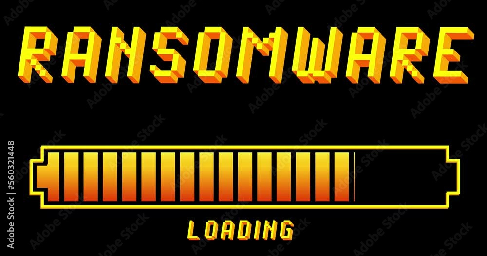 Poster ransomware text with loading, downloading, uploading bar indicator. download, upload on computer scr