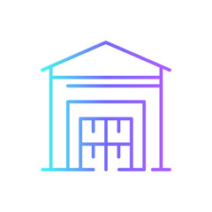 Warehouse Delivery service icon with blue gradient outline style. Related to order tracking, delivery home, warehouse, truck, scooter, courier and cargo icons. Shipping symbol. Vector illustration