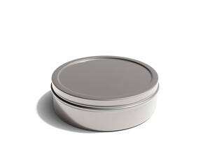 Blank Aluminum tin cosmetic packaging with transparent background. 3D render.