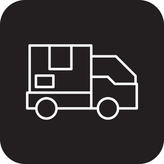 Shipping delivery service icon with black filled line style. Shipping sign symbol. Related to order tracking, delivery home, warehouse, truck, courier and cargo icons. Vector illustration