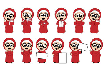 cute girl cartoon with hijab graphic