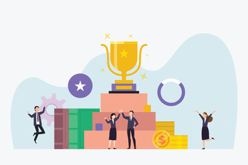 Award or prize for winning business competition 2d vector illustration concept for banner, website, illustration, landing page, flyer, etc