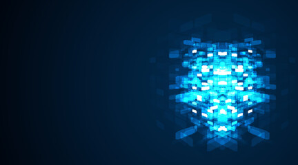 Digital technology background. Digital data square blue pattern pixel background