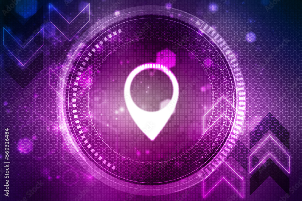 Poster 2d rendering red map pointer