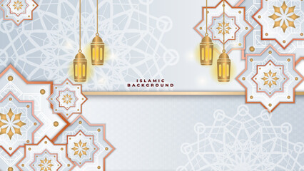 Abstract islamic ramadhan ramadan background banner on white