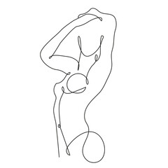 Modern Trendy One Line Drawing of Woman Body. Female Figure Line Art Vector Illustration for Wall Decor, Spa, T-shirt, Print, Poster. Female Body Creative Drawing in Modern Linear Style