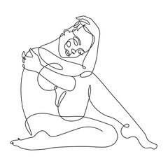 Woman Body Line Art Drawing. Female Figure Minimalist Illustration. Modern Trendy Line Art Drawing for Wall Decor, Fashion Minimal Print, Poster, Social Media. Beauty Logo. Vector EPS 10