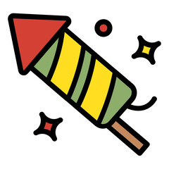 firecrackers color line icon