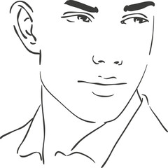 young man face sketch illustration
