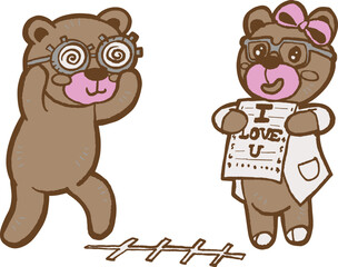 cute bear couple love valentine 