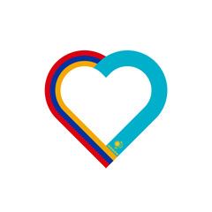 unity concept. heart ribbon icon of armenia and kazakhstan flags. vector illustration isolated on white background