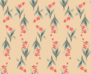 Japanese Tropical Wild Flower Vector Seamless Pattern
