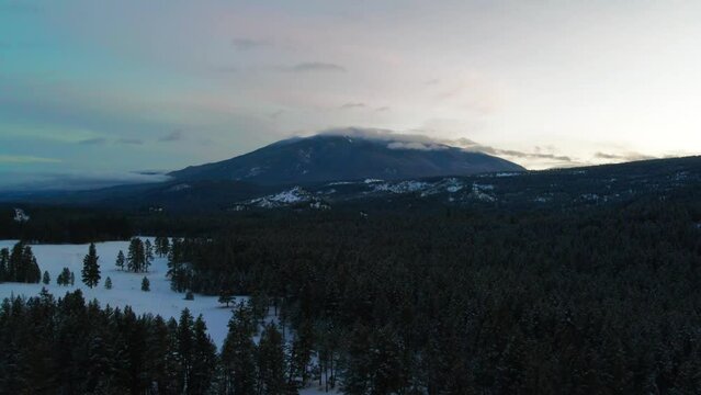 Awe-Inspiring Beauty: A Snowy Forest in the Canadian Rocky Mountains at Sunset