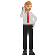 3D Character Man Holding Phone