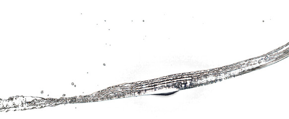 Shape form pouring of Water line fall to tube pine water in air and stop motion freeze shot. Pour Throw Water for shape line texture graphic resource elements, black background isolated