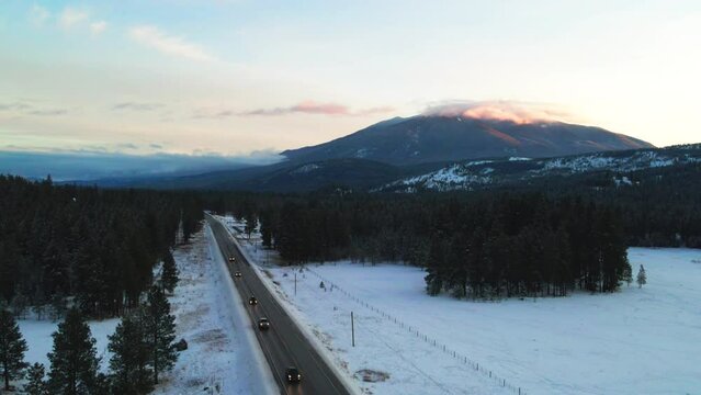 Captivating Sunset Over the Canadian Rockies Along Highway 93 in the East Kootenays in British Columbia
