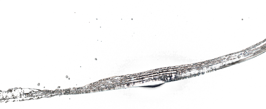 Shape form pouring of Water line fall to tube pine water in air and stop motion freeze shot. Pour Throw Water for shape line texture graphic resource elements, black background isolated