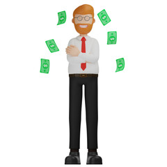 3D Character Man Rich Money