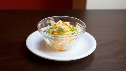 Onion salad. Russian salad. Traditional Russian food starters at any good table.