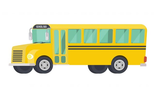 School bus. Vehicle animation, alpha channel enabled. Cartoon
