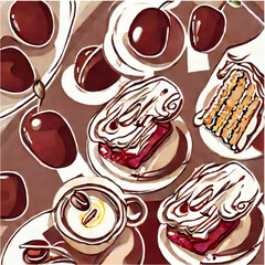 Kirschtorte mit Kaffee